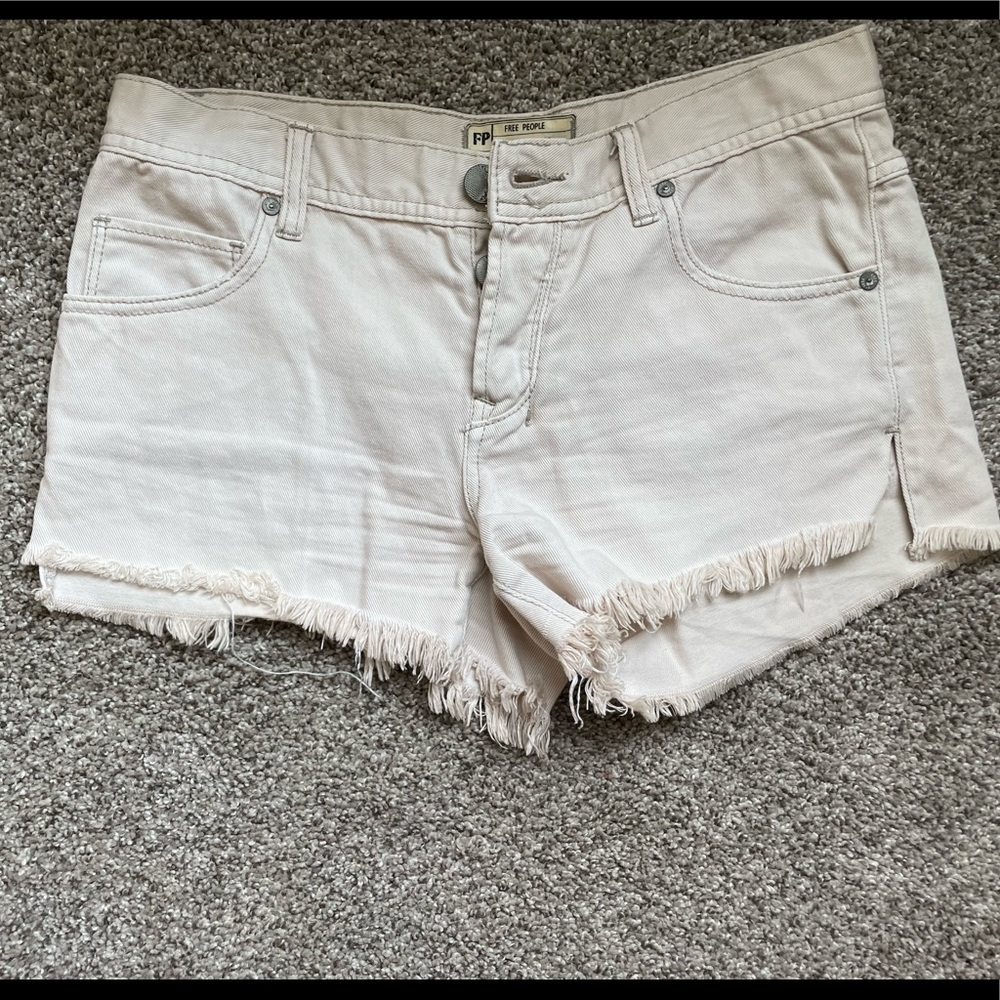 Free People Off White Denim Shorts